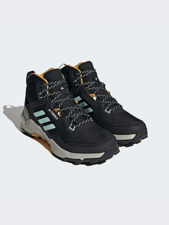 Adidas Terrex AX4 Mid GTX Men's Hiking Boots Waterproof with Gore-Tex Membrane Core Black / Semi Flash Aqua / Preloved Yellow