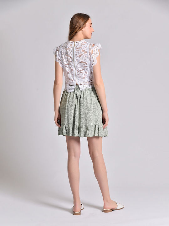 InShoes Mini Envelope Skirt Floral in Khaki color