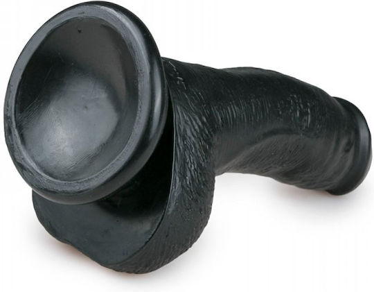 Черно Омоима Пенис Dildo с Вендуза & Орхеи Реалистично дилдо с Топки и Вендуза Черен 19см