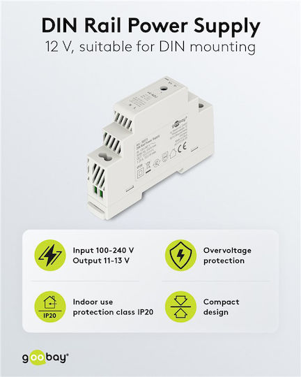 Goobay Τροφοδοτικό Ράγας με Έξοδο 12V και Ισχύ 15W 1.25A