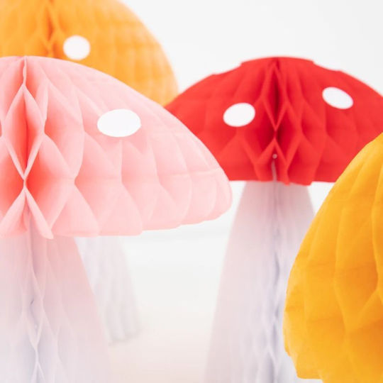 Meri Meri Honeycombs Mushroom Hanging Ornament for Party 10 Pieces 20.6cm