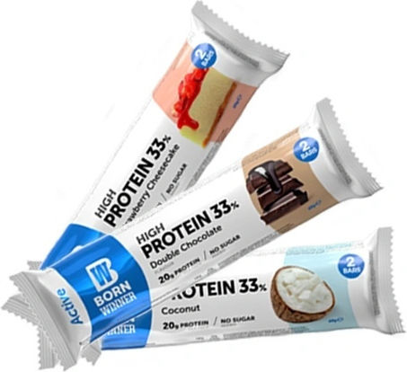 Born Winner Active High Protein Bars with 33% Protein & Flavor Coconut 2x30gr
