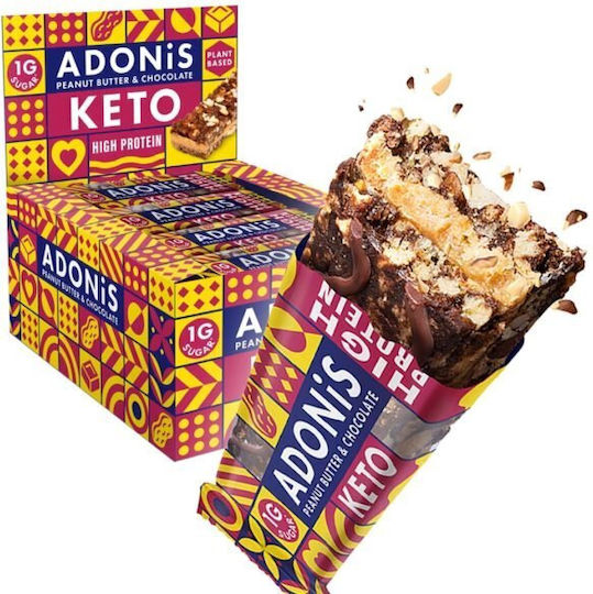 Adonis Keto High Protein Bar with 10.3gr Protein & Flavor Chocolate Peanut Butter 45gr