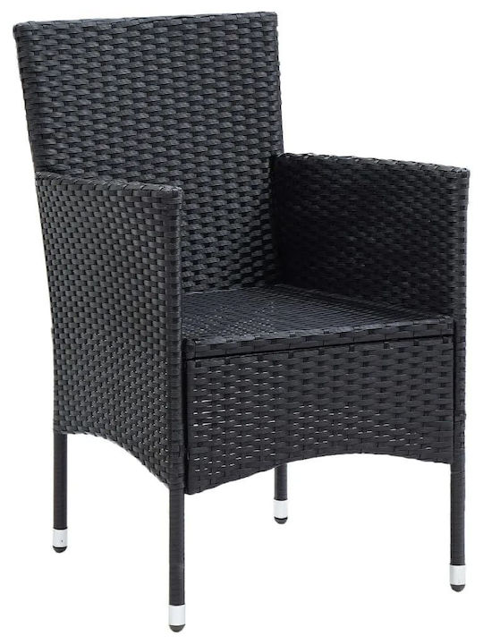 Garden & Outdoor Furniture Set for Small Outdoor Spaces 3 Pieces Black with Pillows