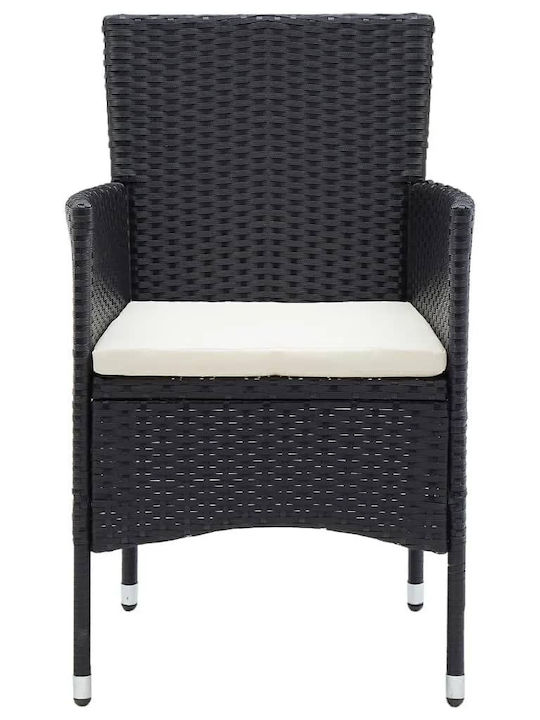 Garden & Outdoor Furniture Set for Small Outdoor Spaces 3 Pieces Black with Pillows