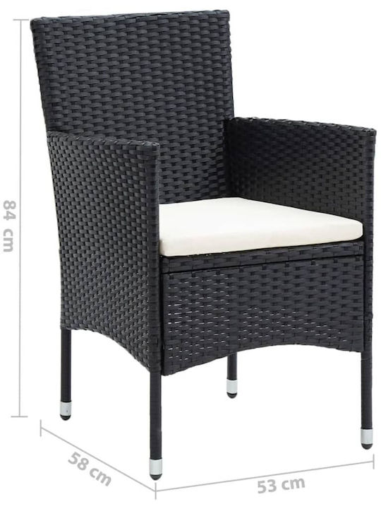 Garden & Outdoor Furniture Set for Small Outdoor Spaces 3 Pieces Black with Pillows