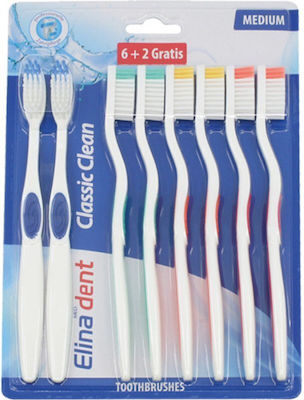 Elina Med Elina Dent Manual Toothbrush Medium 8pcs