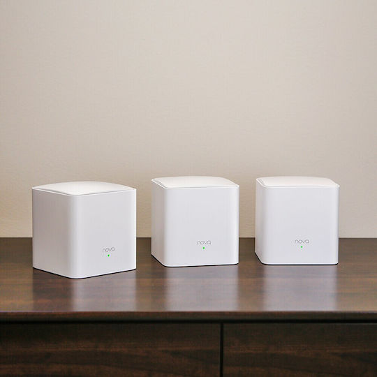 Tenda Nova MW5G WiFi Mesh Network Access Point Wi‑Fi 5 Dual Band (2.4 & 5GHz) σε Τριπλό Kit Λευκό