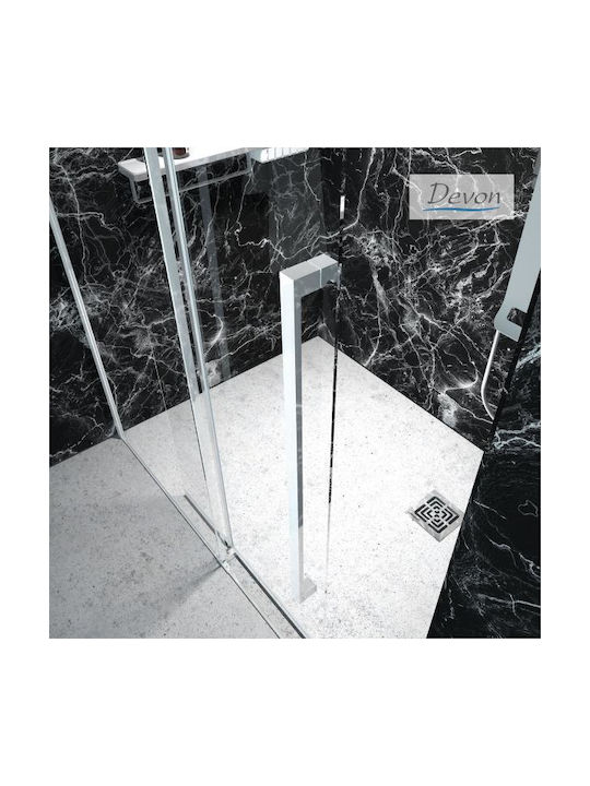 Devon Smooth Slider Διαχωριστικό Ντουζιέρας με Συρόμενη Πόρτα 121-123.5x200cm Clean Glass Chrome