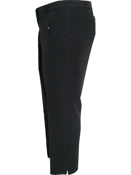 Women's High-waisted Fabric Trousers Regular Fit Black