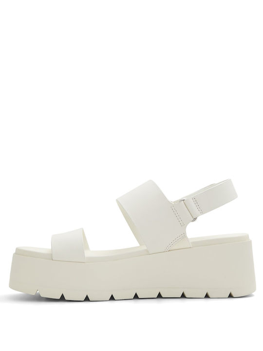 Aldo Women's Leather Ankle Strap Platforms White