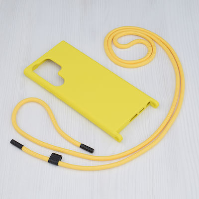 Techsuit Crossbody Lanyard Silicone Back Cover with Strap Yellow (Galaxy S23 Ultra)