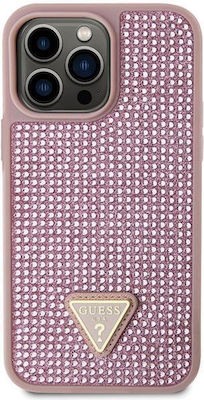 Guess Rhinestones Triangle Metallic Back Cover Pink (iPhone 14 Pro Max)