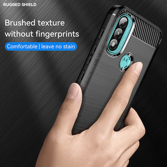 Techsuit Carbon Umschlag Rückseite Silikon Schwarz (Motorola Moto E40, E30, E20)