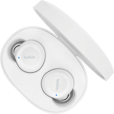 Belkin Bolt Earbud Bluetooth Handsfree Ακουστικά με Αντοχή στον Ιδρώτα και Θήκη Φόρτισης Λευκά