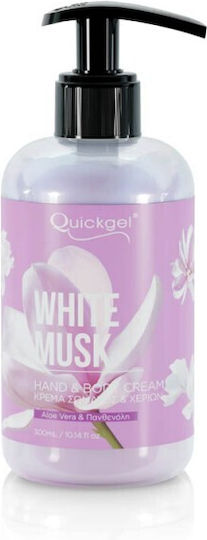 Quickgel Ενυδατική Κρέμα Σώματος με Aloe Vera & Άρωμα White Musk για Όλες τις Επιδερμίδες 300ml