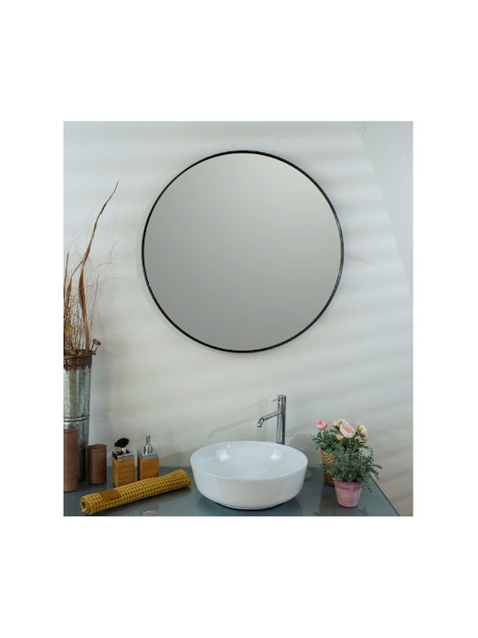 Runder Badezimmerspiegel aus Metall 42x42cm Orange