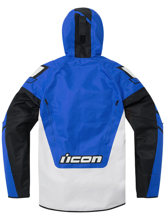 Icon Airform Retro Winter Herren Motorradjacke Wasserdicht Blau