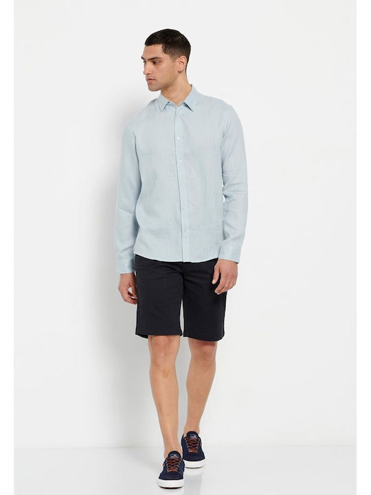 GAM007-20405 Long-sleeved Linen Shirt Light Blue