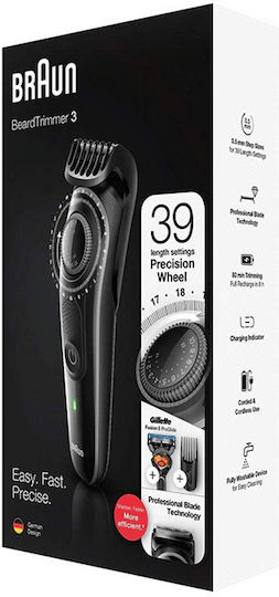 Braun Beard Trimmer 3 Set Rechargeable Hair Clipper Black BT3242