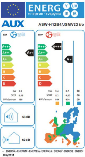 AUX J-Smart Plus Инверторен климатик 12000 BTU A++ - А++/А+ с WiFi