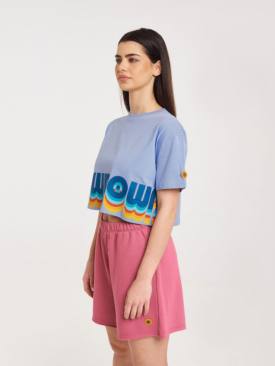 Cho Γυναικείο Crop T-shirt Μπλε