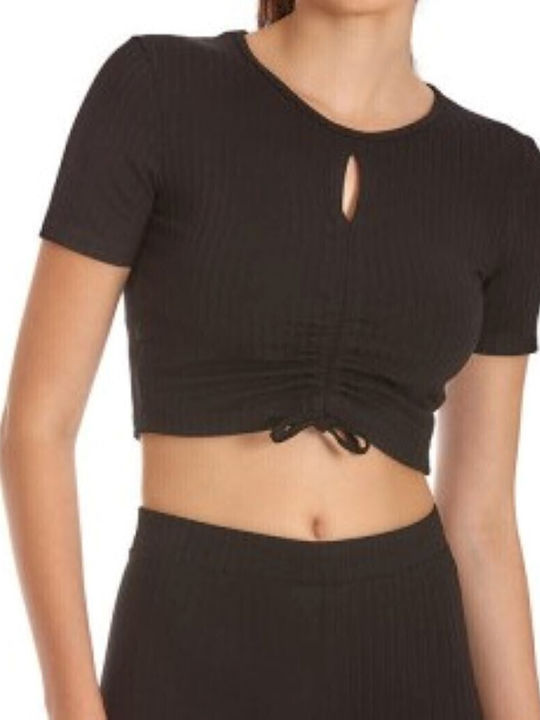 Γυναικείο Crop T-shirt Μαύρο