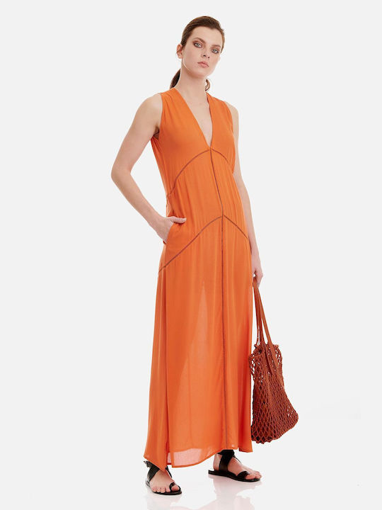 SugarFree Summer All Day Sleeveless Maxi Dress Orange