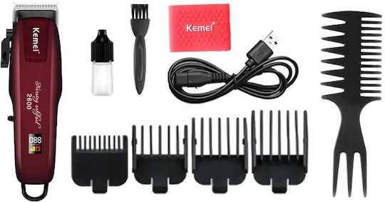 Kemei Retro Professional Rechargeable Hair Clipper Red KM-PG2600