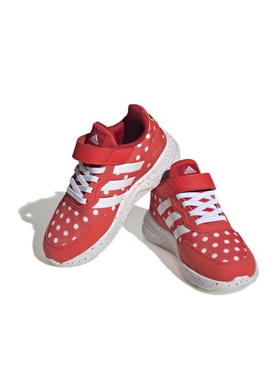 Nebzed x Disney Minnie Mouse Kids Sports Shoes with Hoop & Loop Closure Bright Red Cloud White Better Scarlet