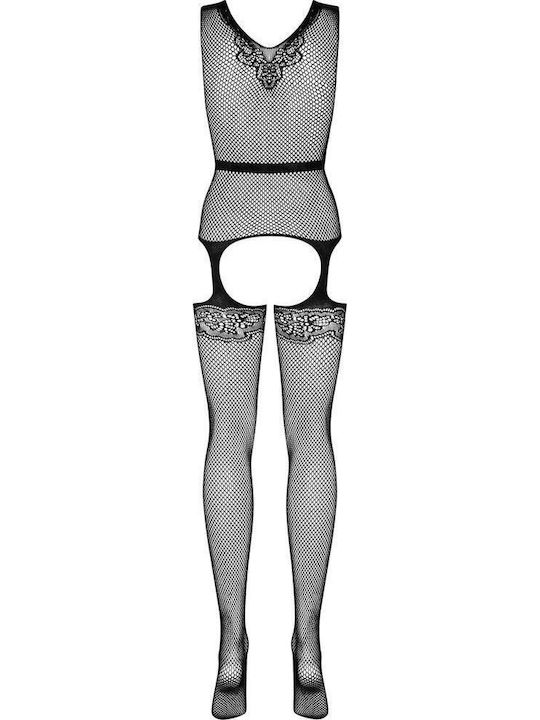 Obsessive F217 Sexy Bodystocking Mesh with Open Crotch Black