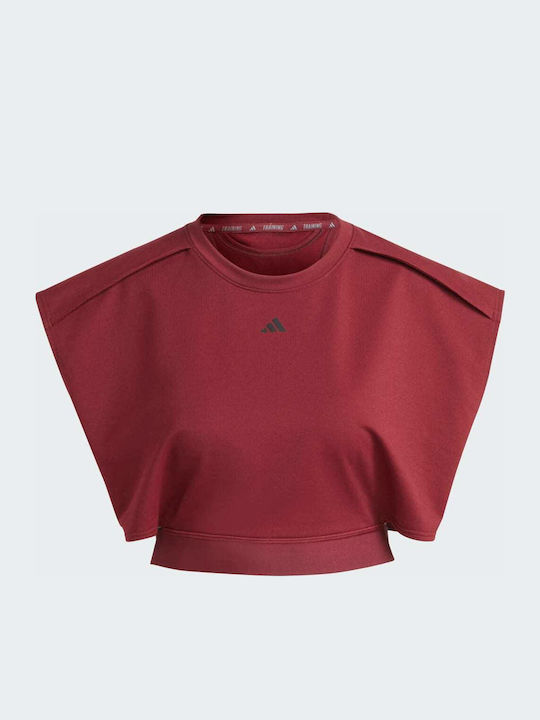 Power Aeroready Women's Athletic Crop Top Sleeveless Fast Drying Burgundy