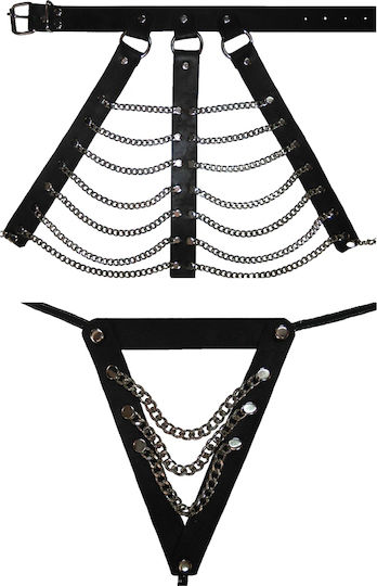 Kinksters Set Ansamblu De Femei Cu Topaki & String Negru