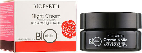 Bioearth Rosa Mosqueta Αντιγηραντική Κρέμα Προσώπου Νυκτός με Υαλουρονικό Οξύ & Aloe Vera 50ml