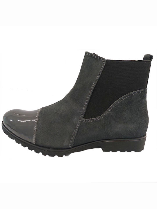 Level Anatomic 07-416 Women's Patent Leather Chelsea Boots Gray