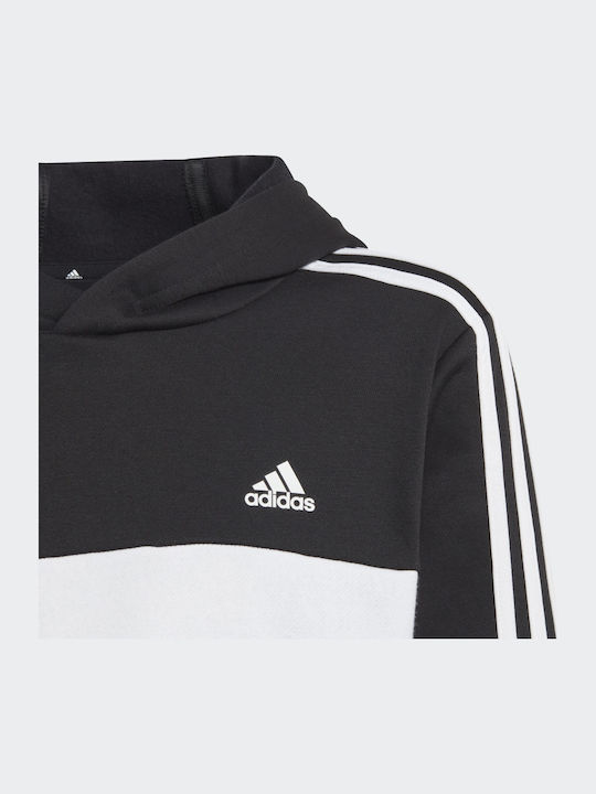 Fleece Παιδικό Φούτερ με Κουκούλα και Τσέπες Μαύρο