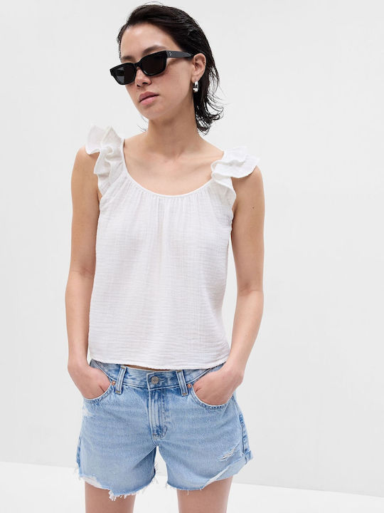 GAP Women's Summer Blouse Cotton Sleeveless White