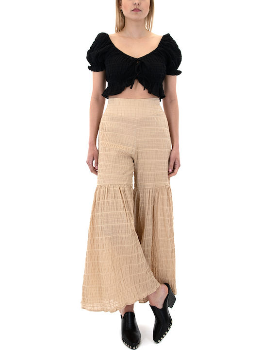WOMEN AUGUST Γυναικείο Crop Top Κοντομάνικο Καλοκαιρινό Μαύρο