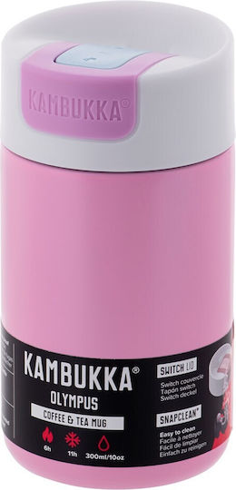 Kambukka Olympus Bottle Thermos Stainless Steel BPA Free 300ml Pink Kiss with Mouthpiece