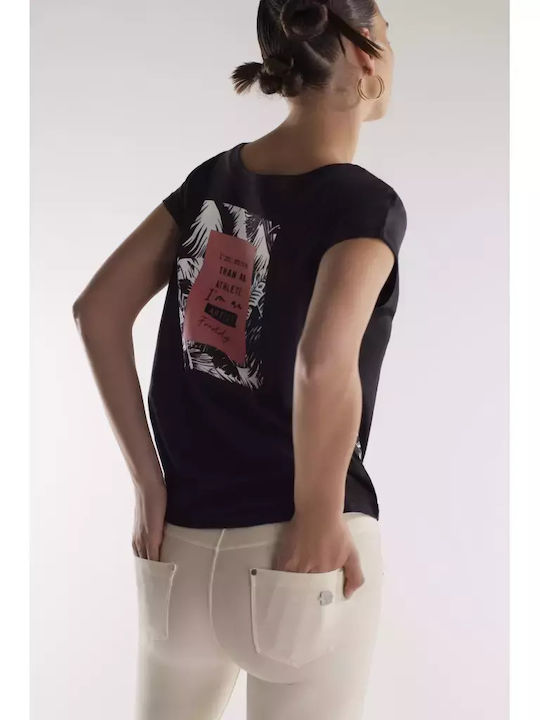 Freddy Γυναικείο T-shirt με V Λαιμόκοψη Μαύρο