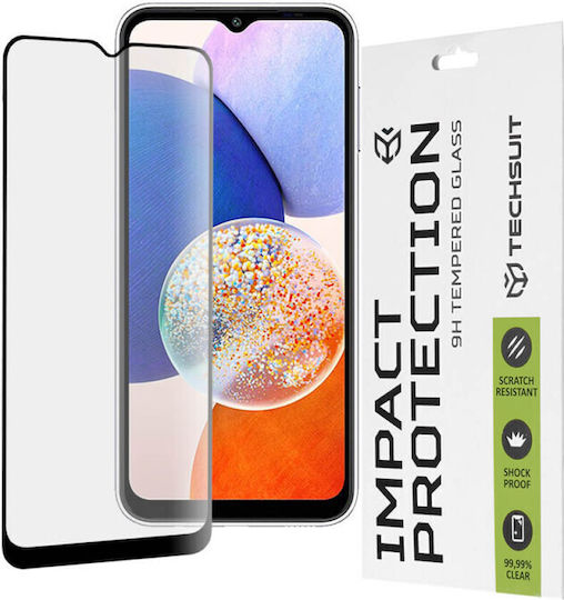 Techsuit 0.33mm Vollkleber Vollflächig gehärtetes Glas Schwarz (Galaxy A14)