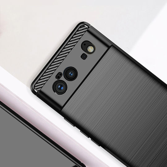 Techsuit Carbon Umschlag Rückseite Silikon Schwarz (Google Pixel 6)