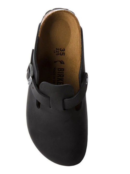 Birkenstock Boston Oiled Leather Femei Din piele Anatomici Sabot Negre