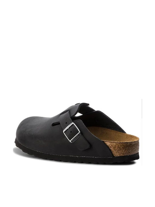 Birkenstock Boston Oiled Leather Femei Din piele Anatomici Sabot Negre