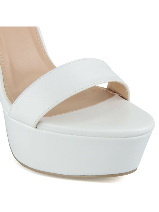 Silia D Platform Women's Sandals with Ankle Strap White