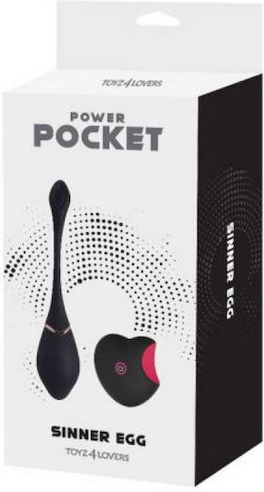 Toyz4lovers Power Pocket Sinner Egg Вибратор Яйца с Дистанционно Управление 17см Черен