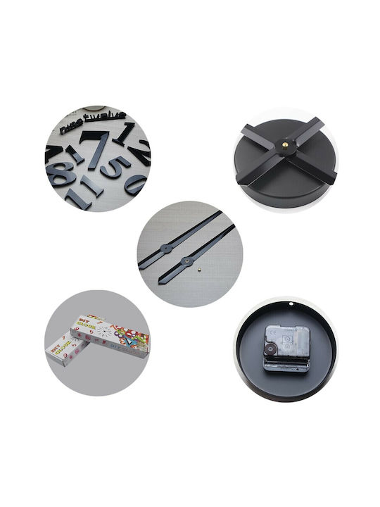 3D 3D Wall Clock Sticker Plastic Silver