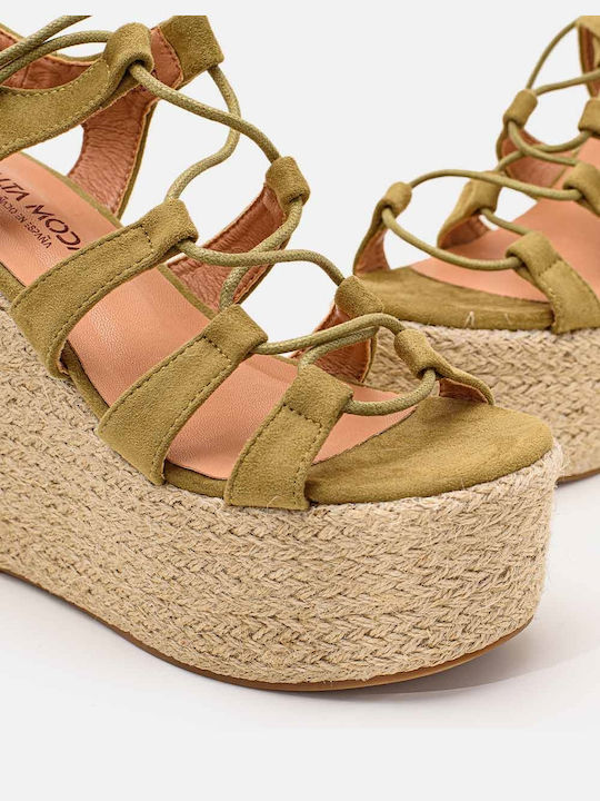 InShoes Platforme dama în stil espadrile Verzi