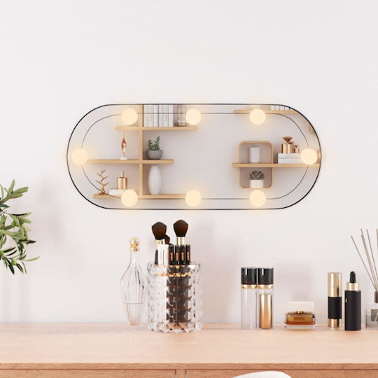vidaXL Oglindă de Perete Ovală cu Ramă din & Iluminare LED 20x50cm 1buc