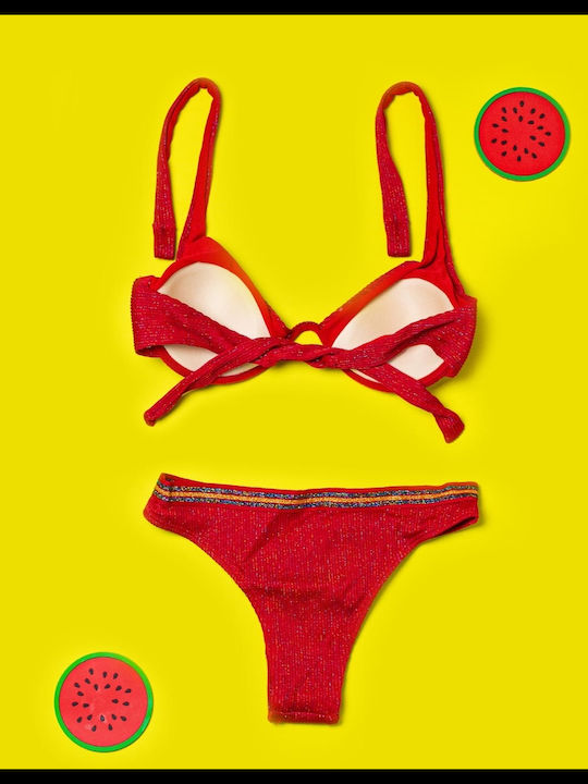 InShoes Underwire Bikini Set Bra & Slip Bottom Red